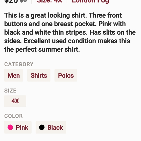 London Fog Big And Tall Polo Shirt Size 4X - Picture 9 of 9